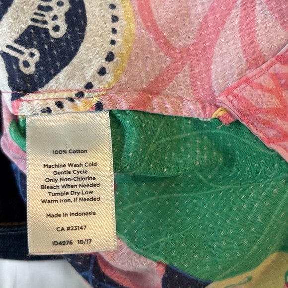 TALBOTS FLORAL PRINT popover blouse BUTTON FRONT PINK/BLUE BLOUSE SIZE XS cotton - Picture 9 of 9